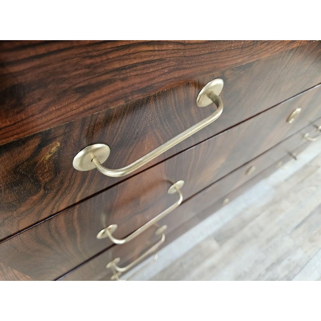 Art Deco Mahogany and Pink Maple Chest of Drawers with Mirror Top, 1940 For Sale - Image 11 of 18