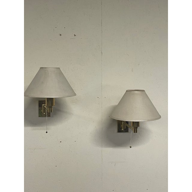 Hollywood Regency Vintage Brass Wall Lamps, 1970s, Set of 2 For Sale - Image 3 of 18