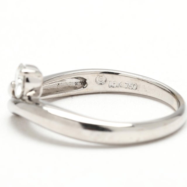 Diamond .20ctw Bypass Ring, 18k White Gold, Ring Size 5.5 For Sale In Greensboro - Image 6 of 7