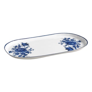 Cottage China Blue & White Serving Tray For Sale