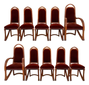 Louis Majorelle Art Nouveau Dining Chairs, 10