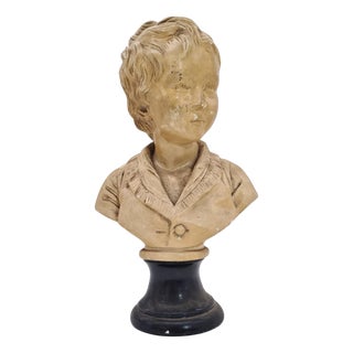 Bust of Boy in Plaster, 1890s For Sale