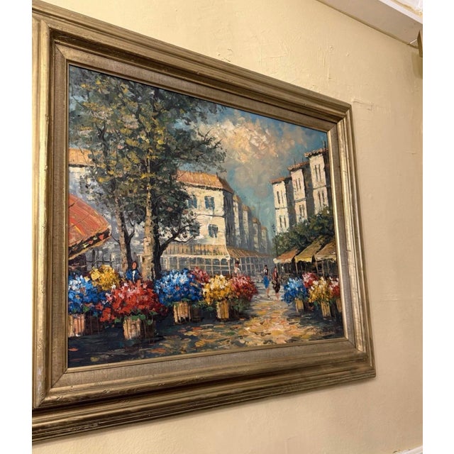 Impressionist 1970s Quiet Street Original Oil Painting 24x36 1970’s Framed For Sale - Image 3 of 5