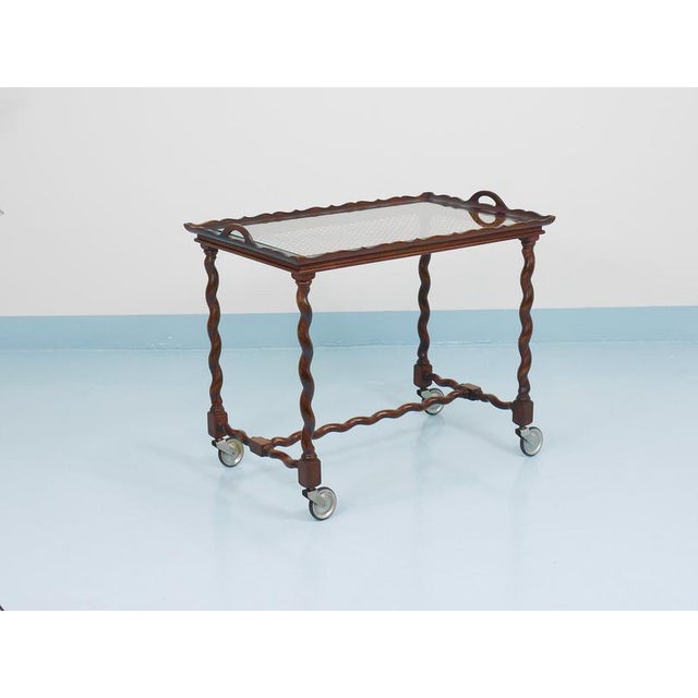 Vintage Italian Barley Twist Bar Cart Serving Trolley, Italy, 1920s For Sale - Image 10 of 18