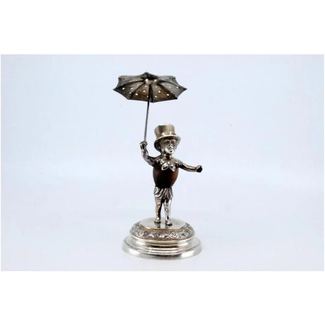 Silver Toothpick Holder with Wooden Body Figure For Sale - Image 10 of 11