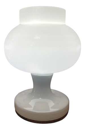 White Glass Table Lamp from Valasske Mezirici, 1970s