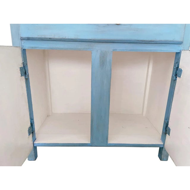 Wood Country Rustic Blue and White Nightstands - a Pair For Sale - Image 7 of 7