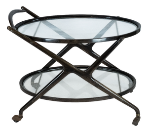 Italian Bar Cart in Ebonized Wood and Glass by Cesare Lacca, 1950s