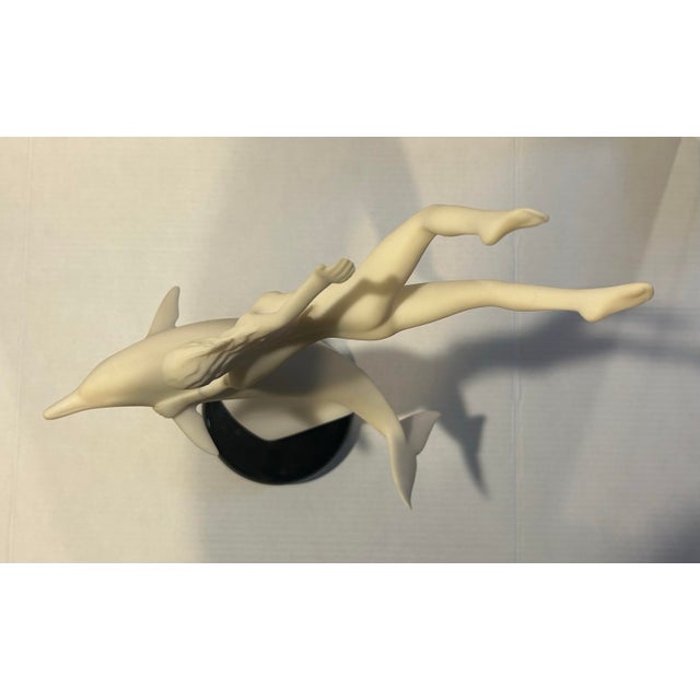 1980s 1984 John Perry Lady & Dolphin Sculpture For Sale - Image 5 of 7