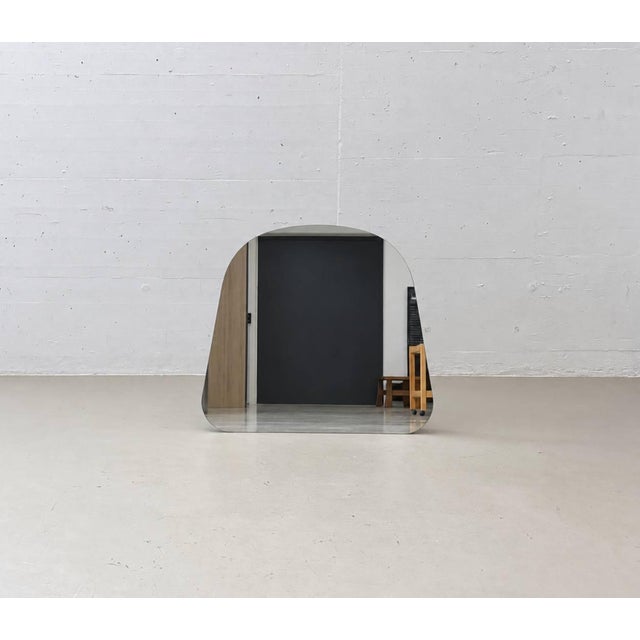 Mid-Century Organically Shaped Standing Mirror with Wooden Frame For Sale - Image 14 of 14