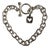 Chunky Sterling Silver Link Bracelet Featuring a Classic Tibetan Toggle Clasp and a Square Heart-Accented Charm For Sale