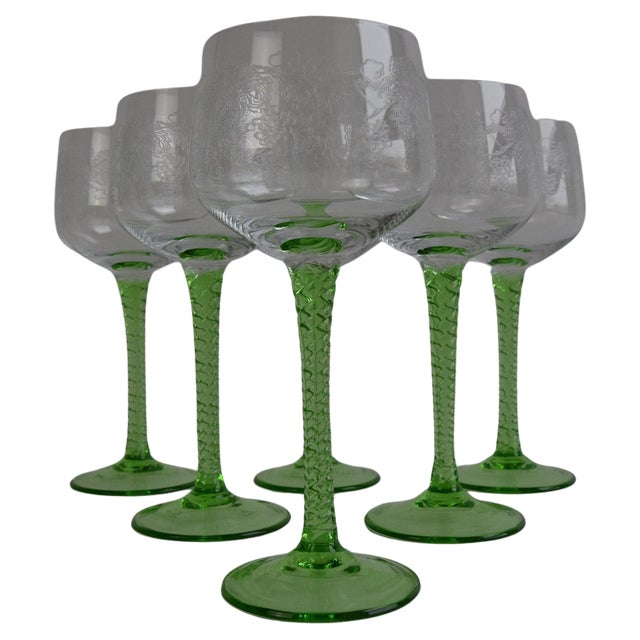 Vintage Stemmed Glasses, 1960s, Set of 6 For Sale