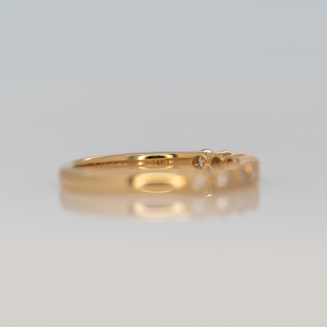 Diamond Band With Milgrain Detailing: Solid 14k Gold – Round Minimalist Jewelry, Size 6.75 For Sale - Image 9 of 9
