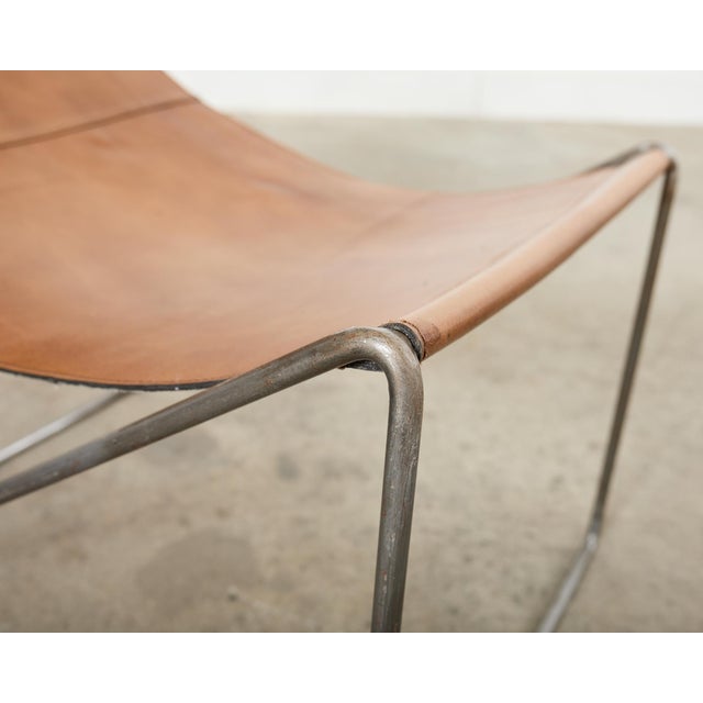 Pair of Verner Panton Style Leather Sling Lounge Chairs For Sale - Image 10 of 12