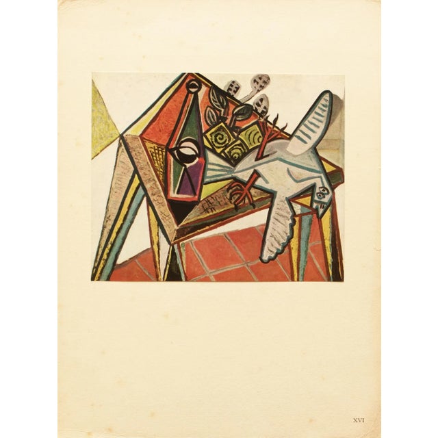 A period vintage offset lithograph, full-color print, after Cubist painting "Nature Morte" (Still Life, circa 1942) by...