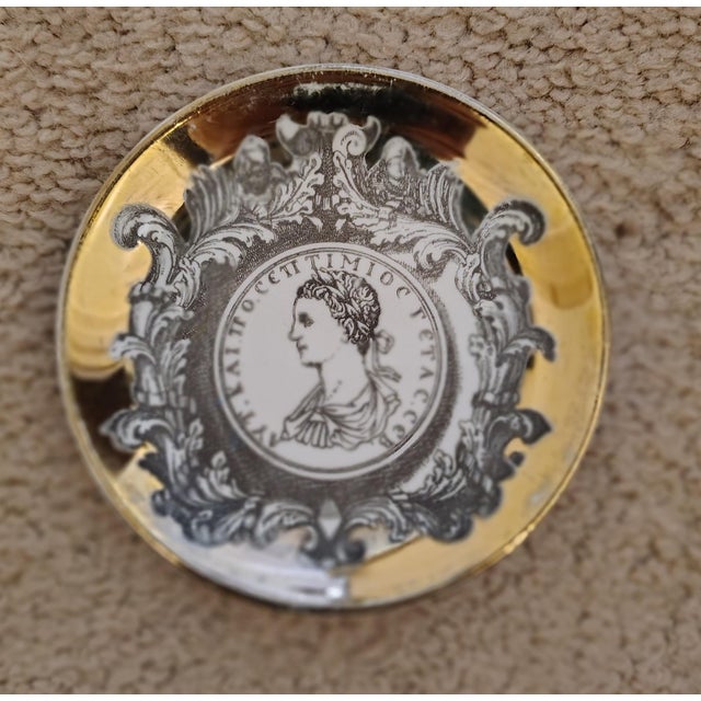 Metal 1950s Piero Fornasetti Profili Romani Coaster For Sale - Image 7 of 8