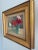 Vintage Signed Original Oil on Board Still Life Red, Pink & White Carnations in Blue Glass Vase For Sale - Image 6 of 15