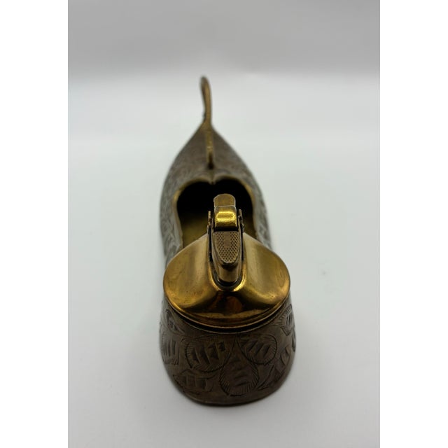 Art Deco Engraved Brass Table Lighter From India For Sale - Image 4 of 5