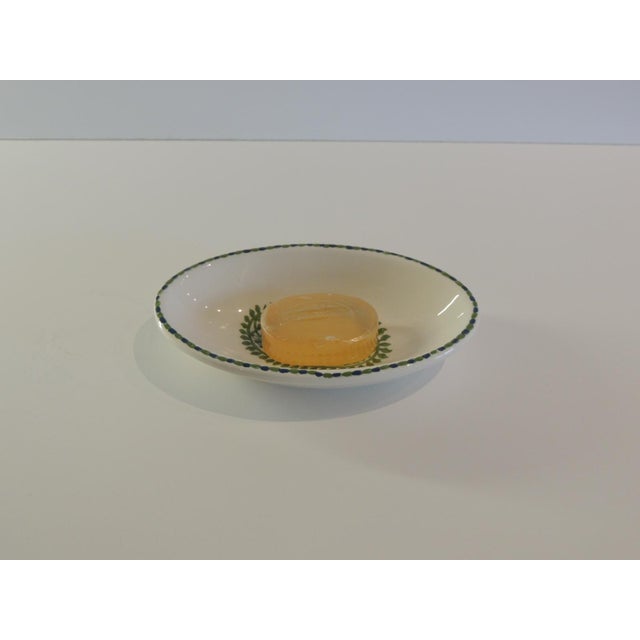 Art Deco Hand Painted Ceramic Oval Paisley Soap Dish For Sale - Image 3 of 5