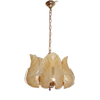 Scandinavian Brass Ice Glass Five-Light Chandelier from Carl Fagerlund, 1960s For Sale