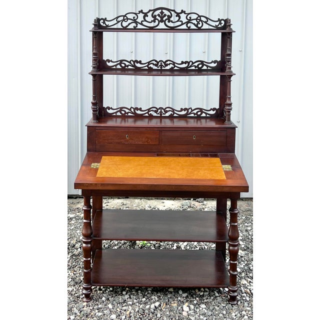 19th Century Victorian Mahogany Etagere Desk For Sale - Image 4 of 12