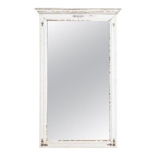 19th Century French Wood White Patinated Mirror For Sale