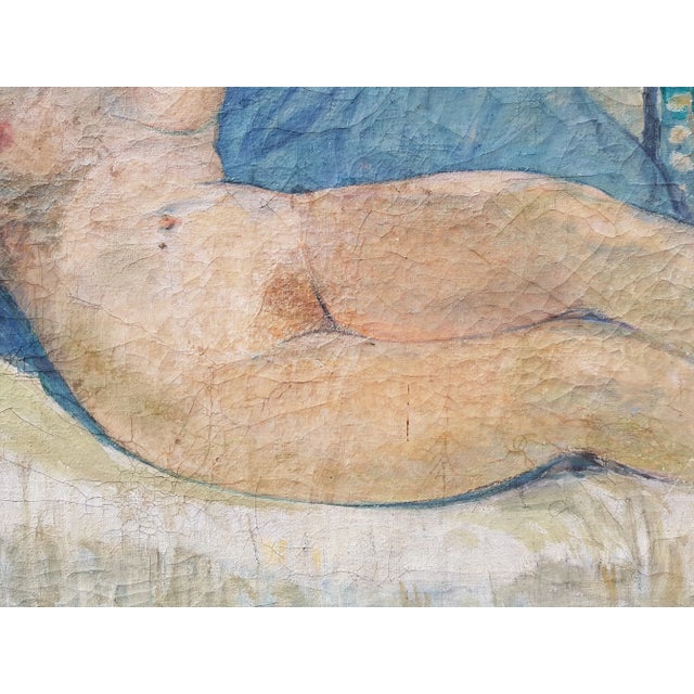 Early 20th Century Lantoine Fernand - Reclining Nude Woman - Oil Painting - 1900's For Sale - Image 5 of 12