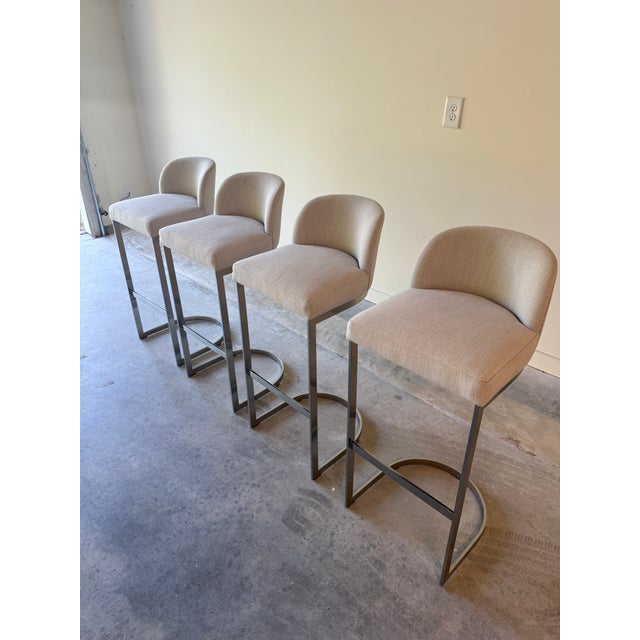 Light Gray Modern Chrome Bar Stools by Restoration Hardware For Sale - Image 8 of 10
