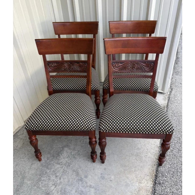 Beautiful set of 4 Ethan Allen British Classics side dining chairs. These were made in the US from maple and birch and are...