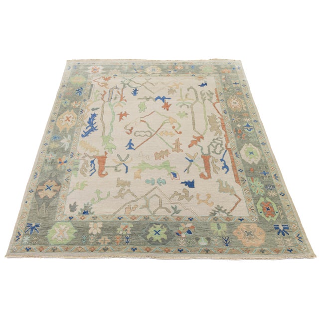 Contemporary Modern Oushak Style Hand-Knotted Wool Area Rug in Soft Neutrals For Sale - Image 4 of 12