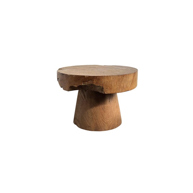 Not Yet Made - Made To Order Reclaimed Solid Teak Wood Round Side Table, Modern Organic For Sale - Image 5 of 6