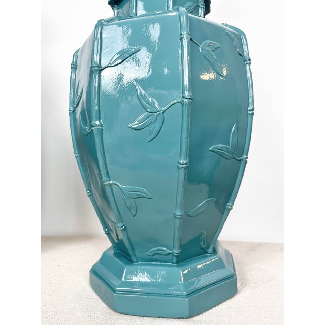 Newly Lacquered Vintage Faux Bamboo Ginger Jar Lamps- A Pair For Sale - Image 4 of 8
