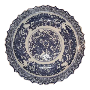 Late 19th Century Chinese Blue/White Dragon Bowl