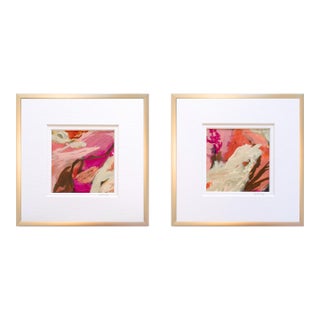 Small Pair of Mini Paintings in Gold Frames For Sale