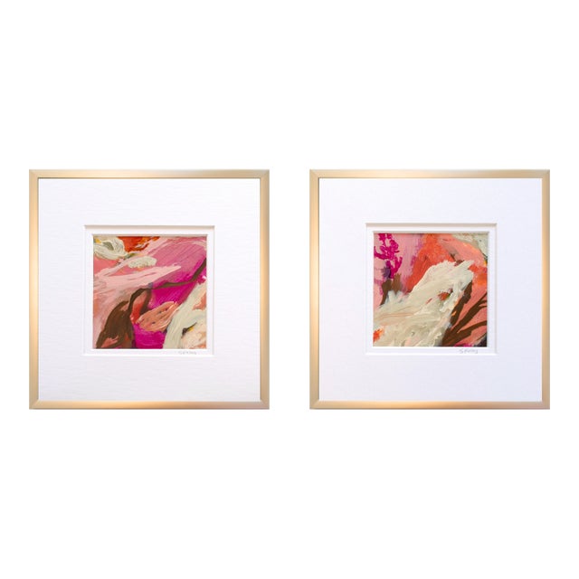 Small Pair of Mini Paintings in Gold Frames For Sale