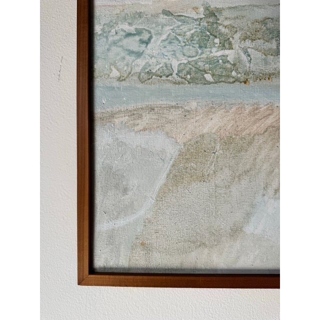 Blue 1980's Vintage Abstract Expressionist Style Landscape Oil Painting - Framed/ Sold For Sale - Image 8 of 12