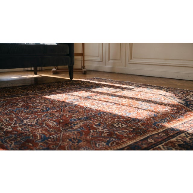 1920s Red Medallion Antique Persian Malayer Rug 4'3" X 6'2" Handknotted Wool Carpet For Sale - Image 14 of 16