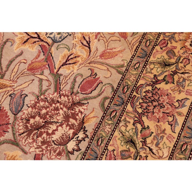 1990s Shabby Chic Floral 1990's Pak-Persian Taupe/Gold Wool Rug - 6'0'' X 9'8'' For Sale - Image 5 of 9