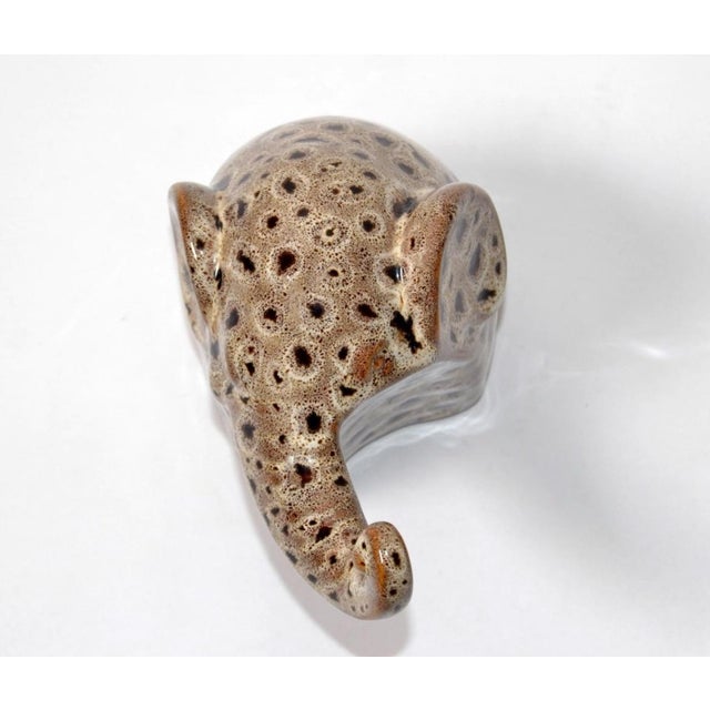 Mid-Century Modern Mid-Century Modern Artistic Brown Beige Textured Ceramic Elephant Sculpture Firgurine For Sale - Image 3 of 7