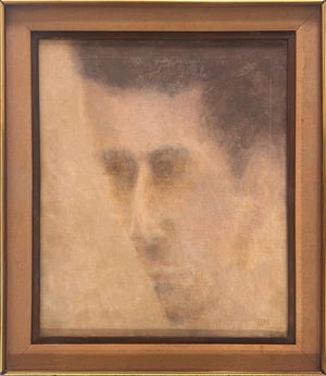 Enigmatic Mid-Century Portrait Painting of a Man Signed L. Kaye