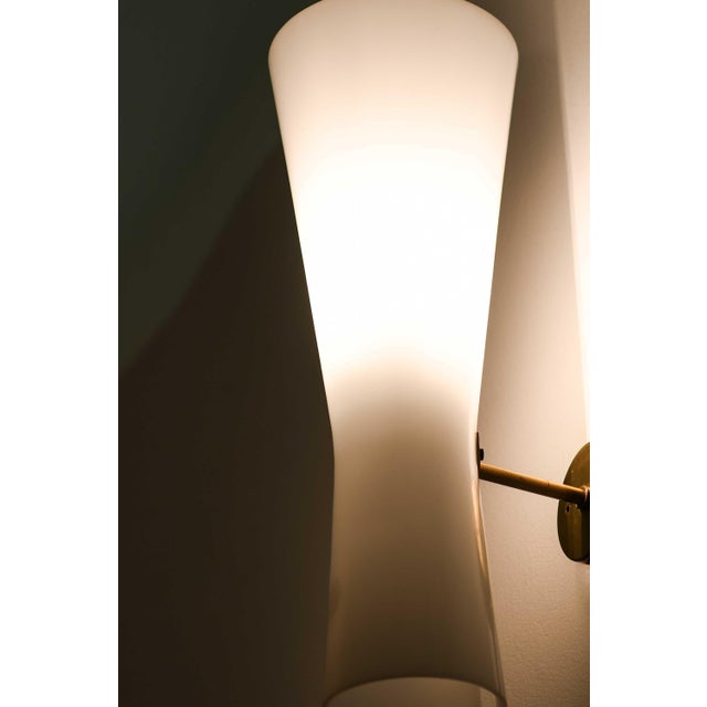 Scandinavian Modern Brass and Plastic Wall Lamps, 1960s, Set of 2 For Sale - Image 4 of 5