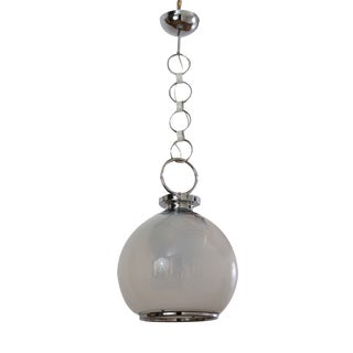 Mid-Century Italian Space Age Pendant Lamp in Glass and Steel from Mazzega, 1970s For Sale