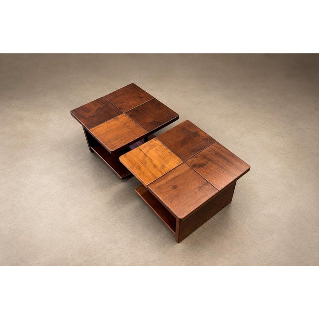 Pair of Brazilian Modern Imbuia Side Tables with Open Lower Storage and Display Shelves, Casa Finland, Brazil, 1960s — Lot 1130 For Sale - Image 9 of 18