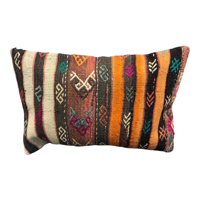 Vintage Turkish Kilim Lumbar Pilow Cover For Sale