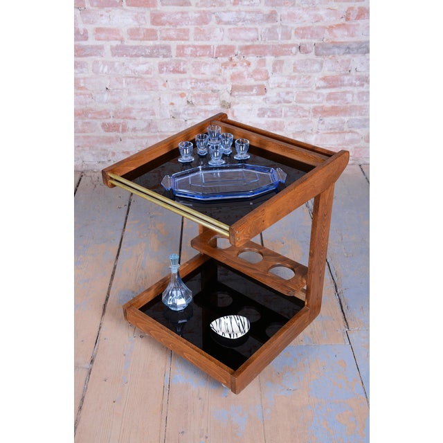 Mid-Century Modern Trolley in Oak and Chromed Steel, Czech, 1960s For Sale - Image 12 of 14