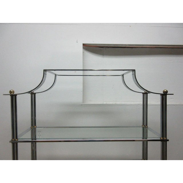 Vintage Milo Baughman Asian Inspire Chinoiserie Chrome Shelf Display For Sale - Image 9 of 11