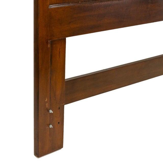 Mid 20th Century Vintage Henredon "Regiment" Campaign King Size Walnut Headboard For Sale - Image 5 of 5