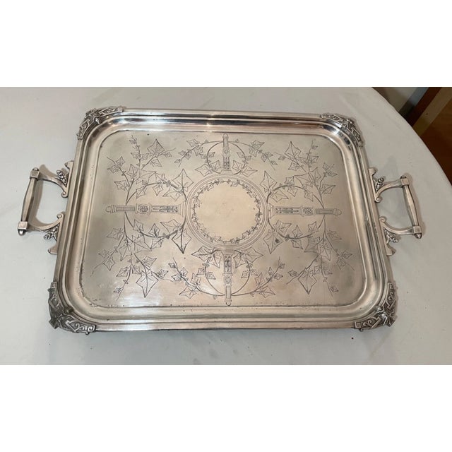 Up for sale is a very rare, massive antique silver-plate serving tray made by Reed & Barton in 1857. This exquisite Art...