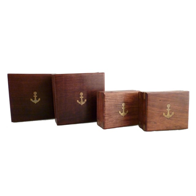 Traditional Birch Boxes With Brass Details - Set of 4 For Sale - Image 3 of 10