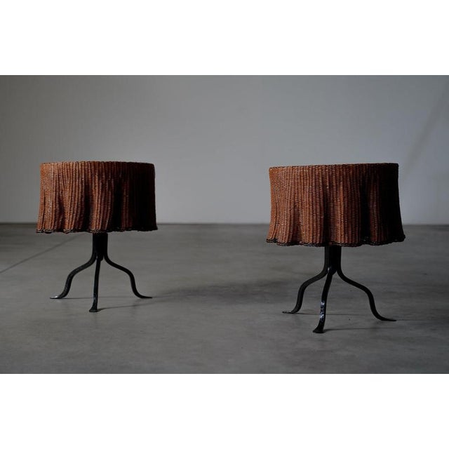 Cast Iron and Rattan Side Tables, Netherlands, 1950s, Set of 2 For Sale - Image 5 of 11